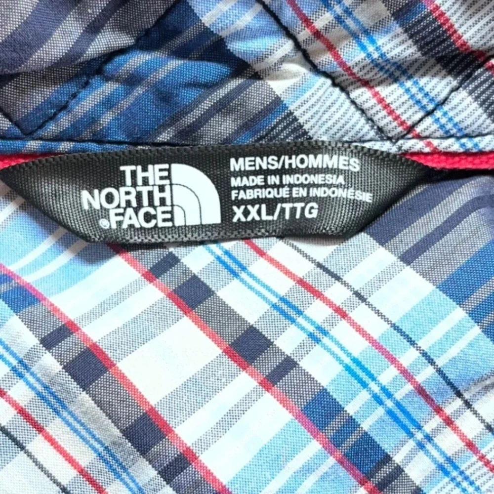 The North Face Button Up Shirt Mens XXL Blue Plaid‎ Short Sleeve Hiking Outdoor
